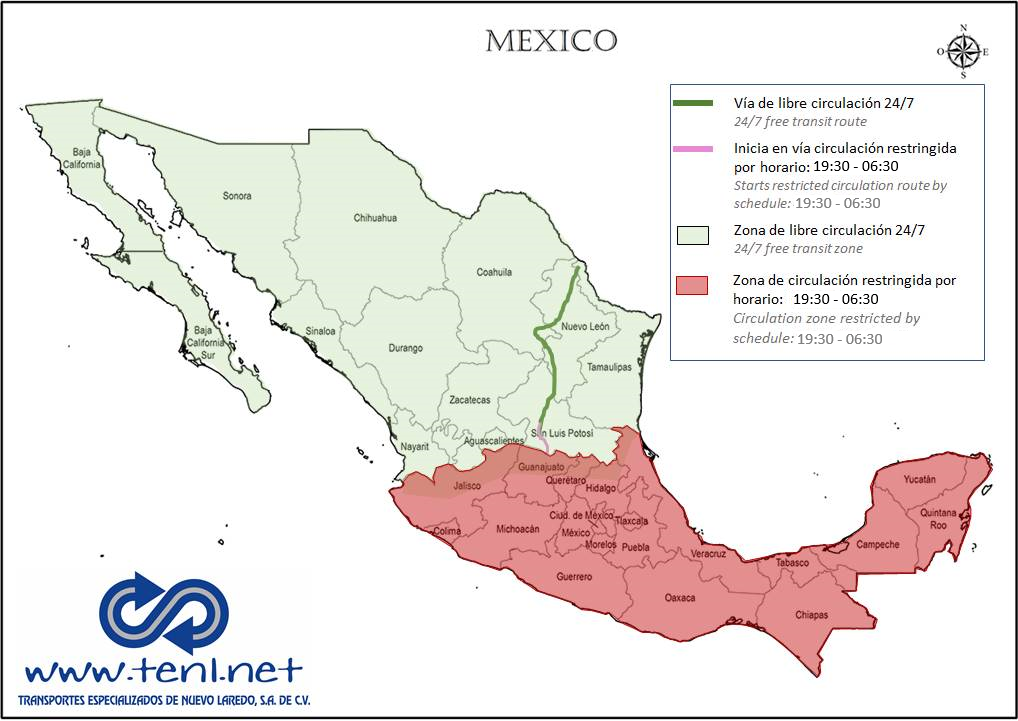 Mapa de zonas con restricción de horario